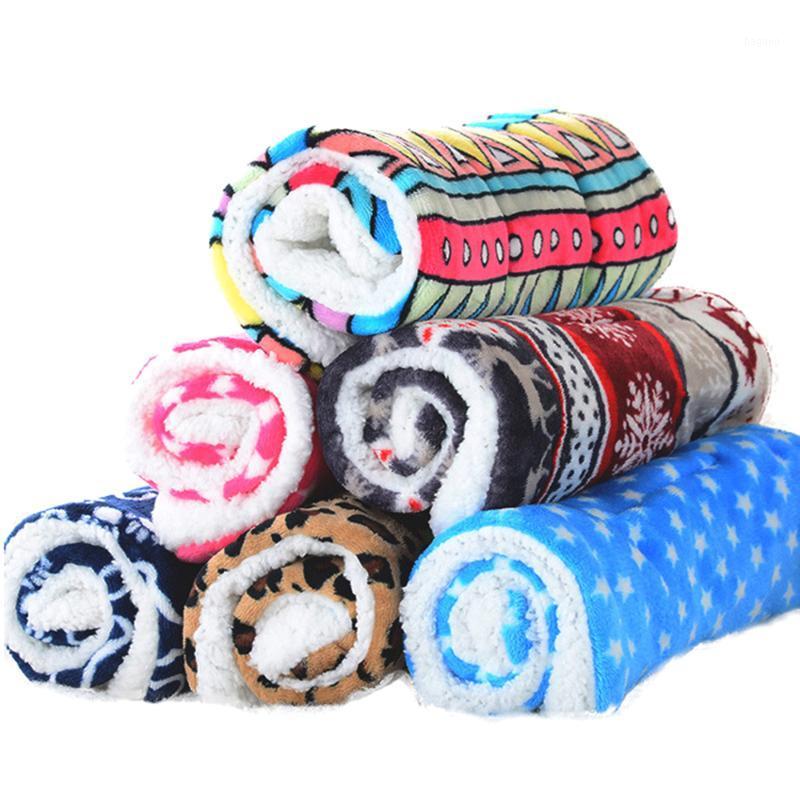 

Pets Bed Mat Soft Warm Fleece Print Pet Puppy Dog Cat Blanket Bed Mat Sofa Pet Warm Product Cushion Cover Towel1, Gray