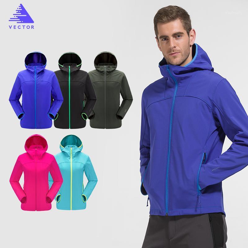 

VECTOR Softshell Jacket Men Women Outdoor Sports Jackets Windproof Water Resistant Jackets Camping Hiking Hoodies HMM600331, Light blue woman