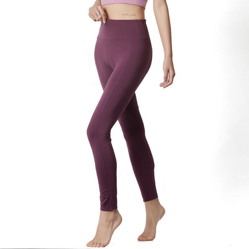 

LUKITAS Women Yoga Pants High Waist Leggings Sports Pocket Mesh Polyester Stretch Gym Tights Workout Femme Running Pants XL1, Purple