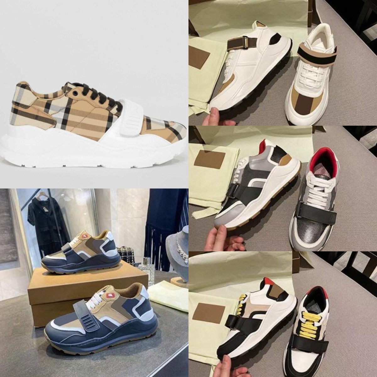 

2022 Men Designer striped shoes Vintage Sneakers Leather Chunky Sneaker Women Shades Lace-up Trainers Platform Casual Shoe with box, Color 3