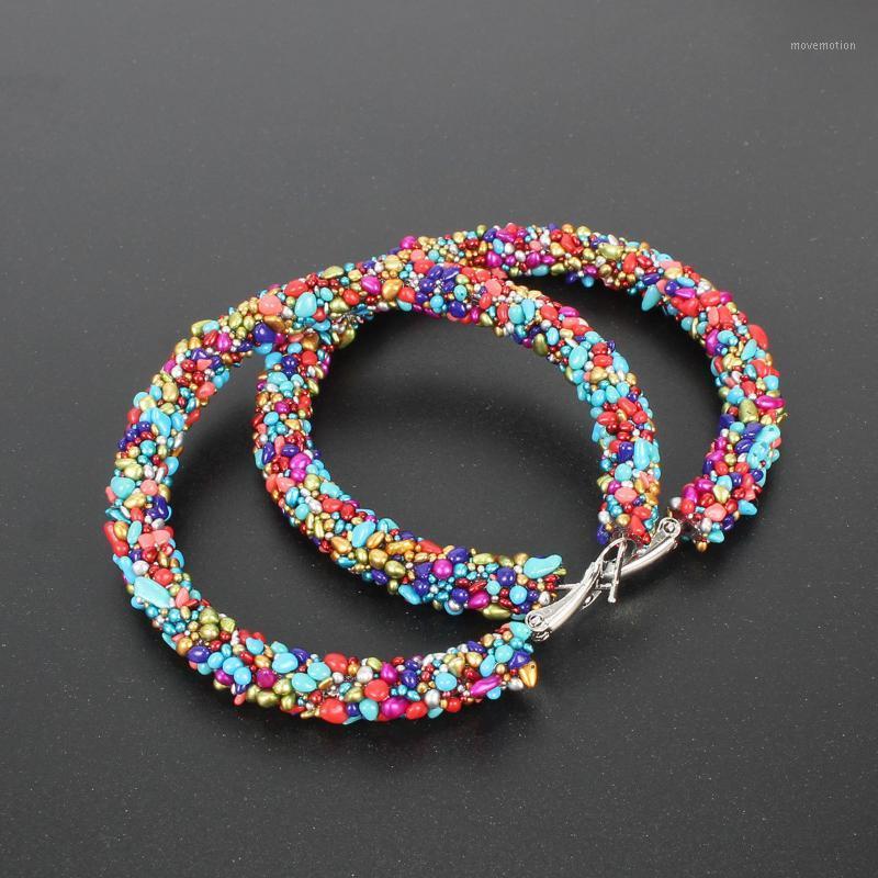

Vintage Boho Women Big Statement Circle Earring Aretes Party Jewelry Bohemian Style Colorful Stone Hoop Earrings for Women1