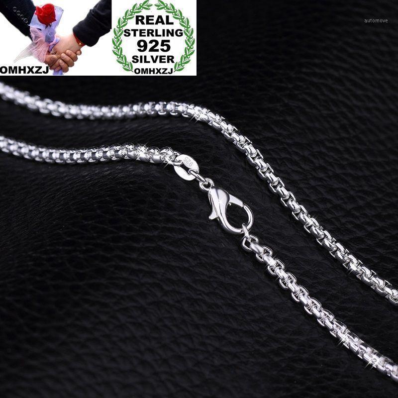 

OMHXZJ Wholesale Personality Fashion Woman Girl Party Gift Round Box Chain 925 Sterling Silver 18KT Gold Chain Necklace NC1911