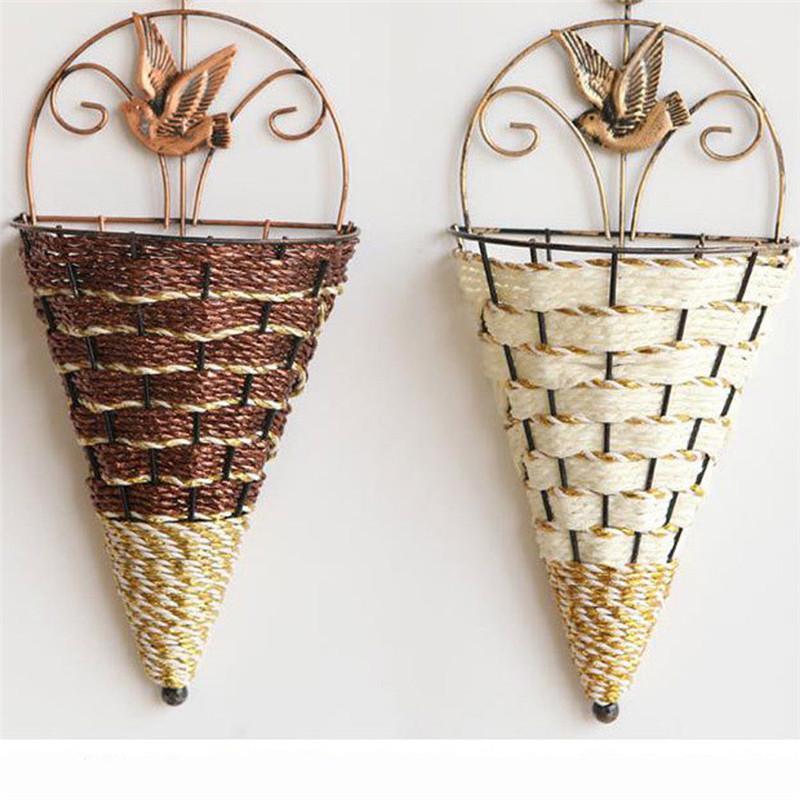 

Natural Wicker Flower Basket Wall Hanging Pot Planter Rattan Vase Basket Decor Props Pendants Ornaments1