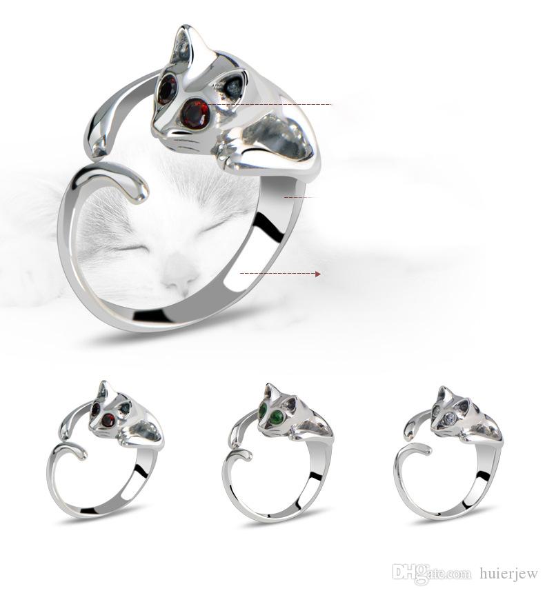 Moda Lindo Gato Animal Garra De Apertura Anillo de dedo Mujeres Joyería Regalo Ajustable