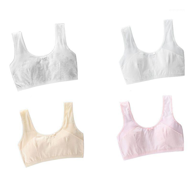 

Girls Mesh Wide Straps Training Bra Bowknot Heart Pendant Sport Cotton Underwear Q6PB1, Gray