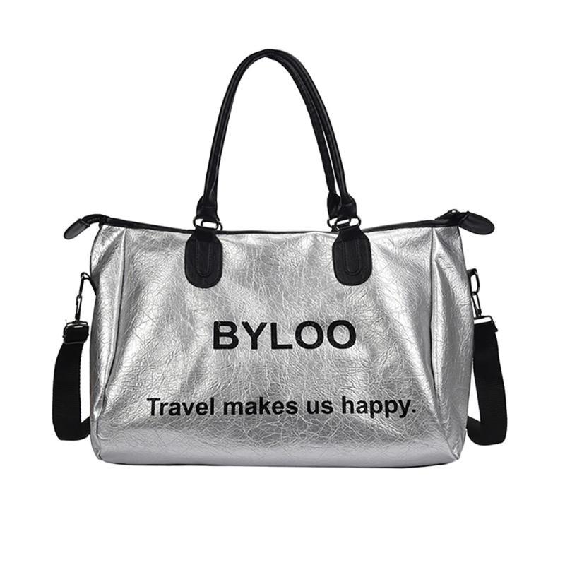 

New Silver Travel Sports Bag Ladies Nylon Sport Gym Bag Women For Shoe Outdoor Big Fitness 2020 Shoulder Training Yoga Bags, Bk
