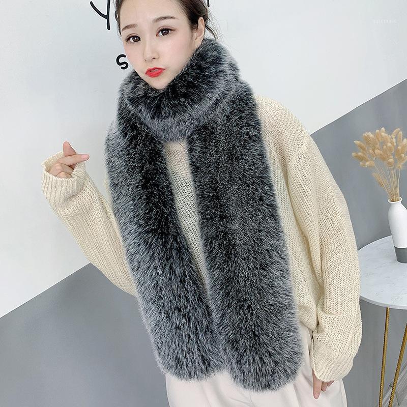 

imitation fur hair shawl women's long thicker warm winter scarf faux fur scarf1