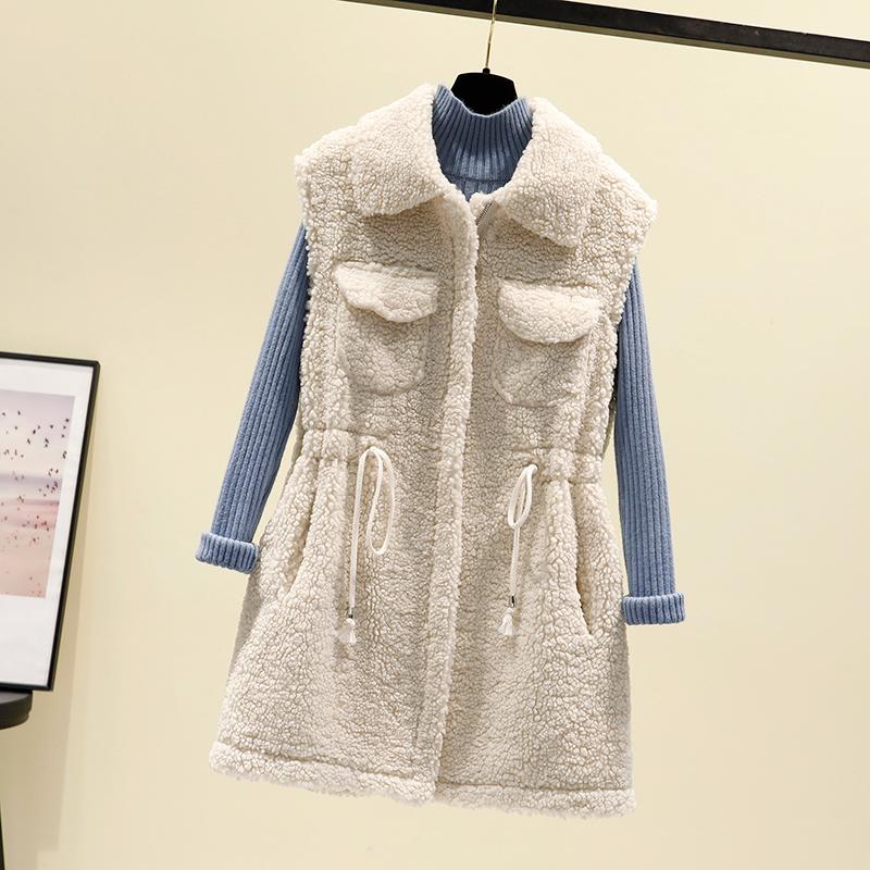 

Fur waistcoat women' 2021 autumn and winter new waistcoat slim waist vest Lamb plush vest sleeveless coat, Br