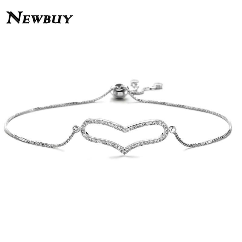 

Charm Bracelets BUY + CZ Women Wedding Jewelry Wholesale Hollow Heart Bracelet Fashion Female Party Accessories Gift