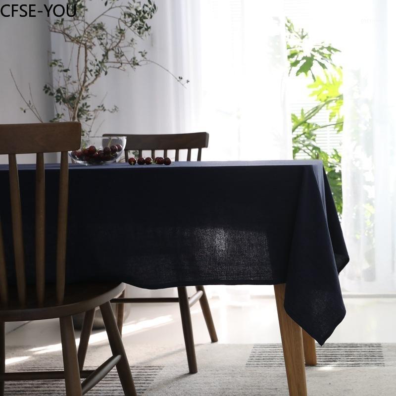 

CFSE-YOU Modern Minimalist Solid Color Washed Linen Rectangular Table Cloth tablecloth table cover cloth linen1, White