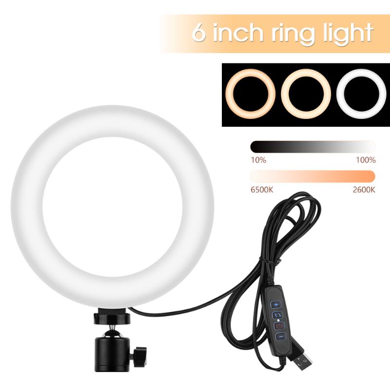 

Selfie Ring Light Profissional Led Ring Lights Phone 6 Inch 26cm USB Charge For Makeup Tiktok YouTube Live Studio Photography
