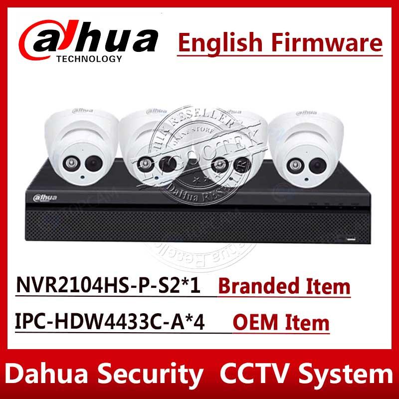 

EXPRESS Shipping Dahua Security Camera System 4MP IP camera IPC-HDW4433C-A & 4ch 4POE NVR2104HS-P-S2 Surveillance P2P Systems