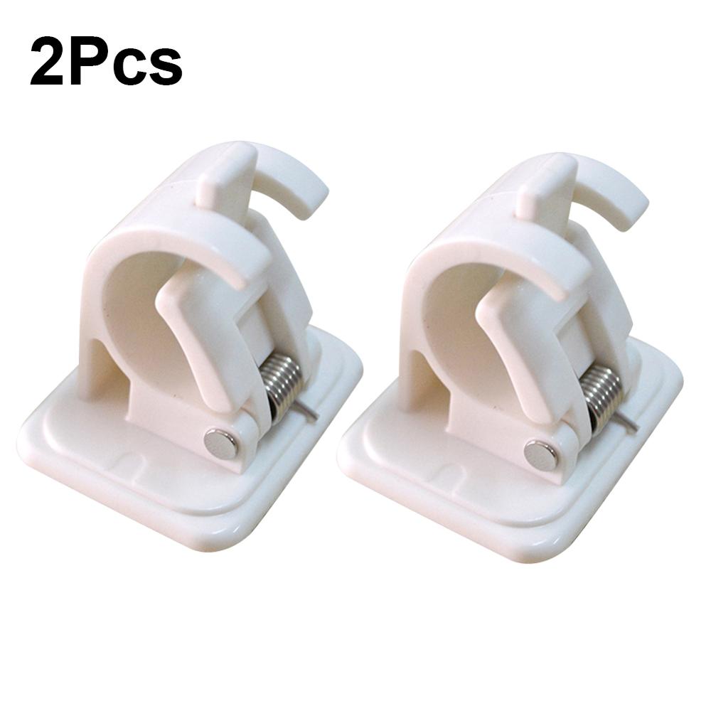 

2Pcs Self-Adhesive Hooks Wall Mounted Curtain Rod Bracket Shower Curtain Rod Fixed Clip Hanging Rack