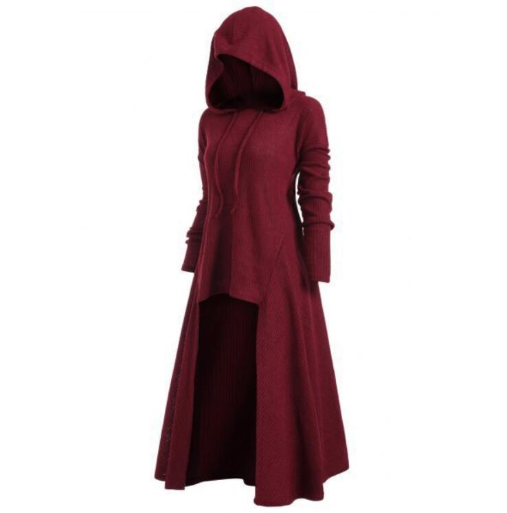 

Women' plus size dress hooded casual loose elastic solid color coat, Red