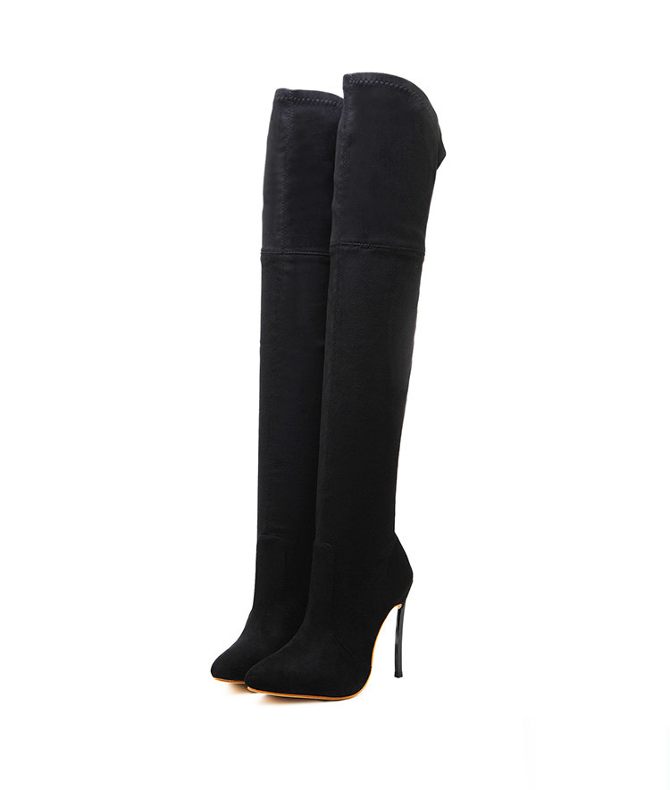 

2020 Autumn New Woman on Her High Heeled Knee Stretch Boots Pointed Sexy Female Shoes 4dku, The picture
