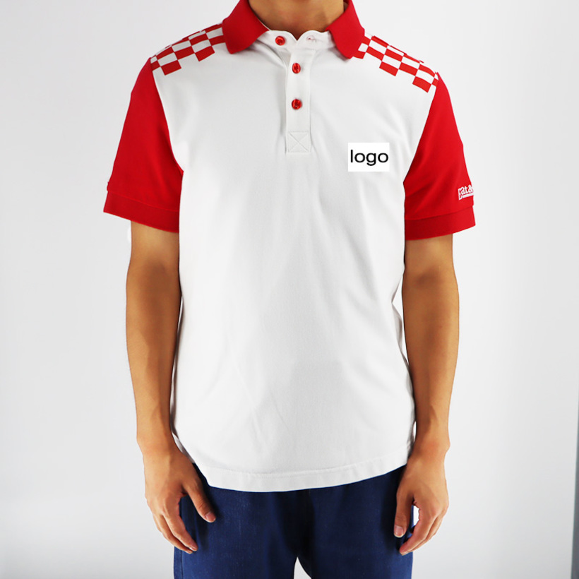 

high quality custom made 100% cotton men's polo shirt, Red and white