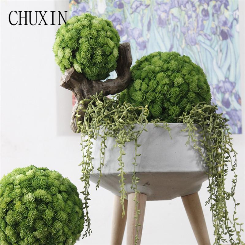 

Simulation plastic green succulent round ball home green plants desk decoration fake flower Christmas wedding scene decoration1, S 10cm