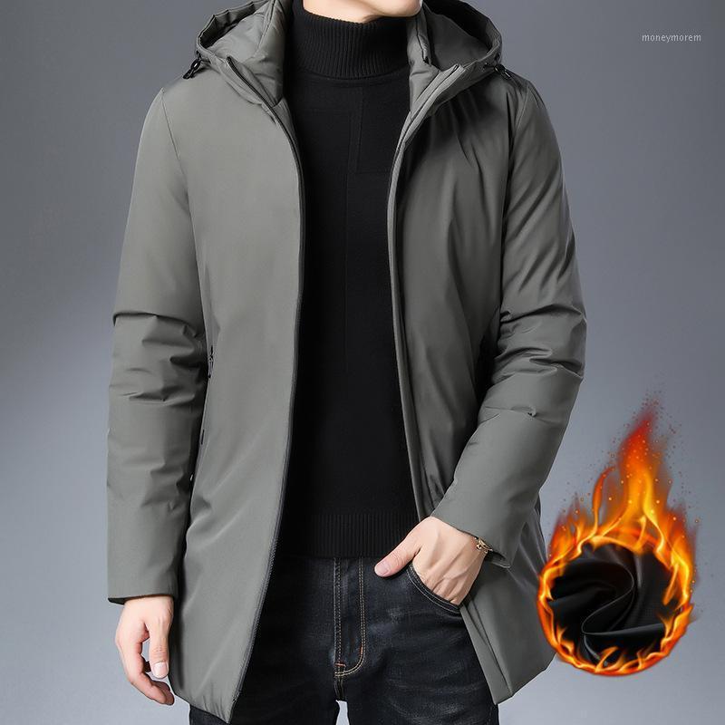 

Boutique add cotton coat grows in winter 2020 young men's fashion men hooded warm cotton-padded jacket men long sleeve cotton1, Beige