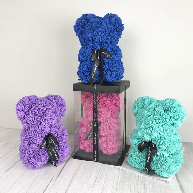 

Wholesale 25cm Soap Foam Bear of Roses Teddi Bear Gift Box Rose Flower Artificial Valentine Birthday Mother's Day Gifts for Her