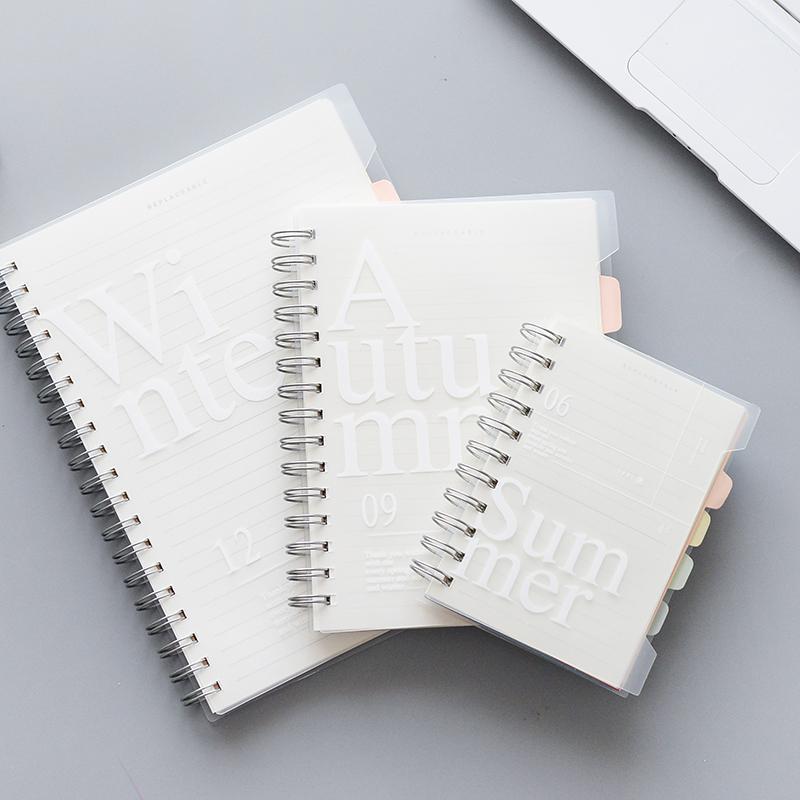 

120 Sheets B5/A5/A6 Notebook Double Coil Loose-Leaf Memo Pad PP Cover Pocket Book Blank Grid Horizontal Line Inside Page Planner1
