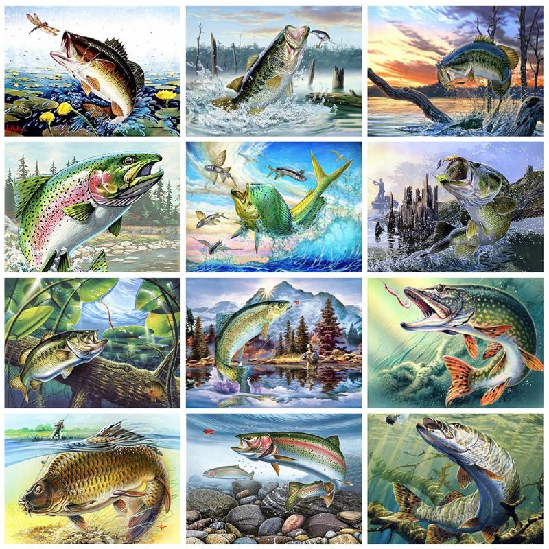 

Evershine 5D DIY Diamond Embroidery Fish Animals Diamond Painting Full Square Mosaic Cross Stitch Kit Home Decor Gift