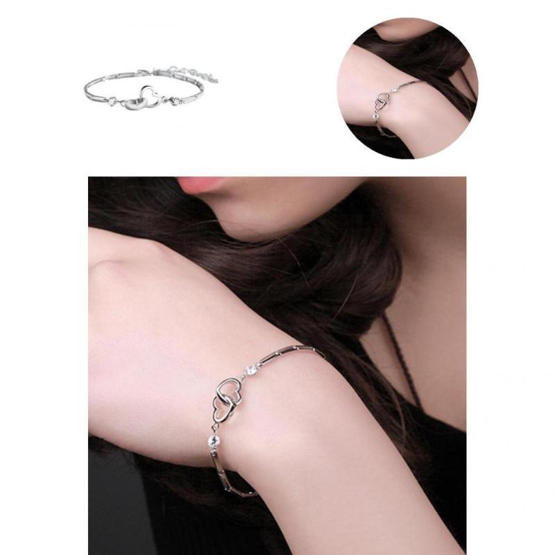 

Bangle Novel Bracelet Anti-rust Durable Delicate Women Double Heart Hand Chain
