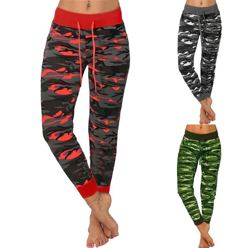 

Camouflage Calf-length Pants 2021 Autumn Women Harem Pant Casual Female Elastic Waist Slim Cropped Trousers, Red