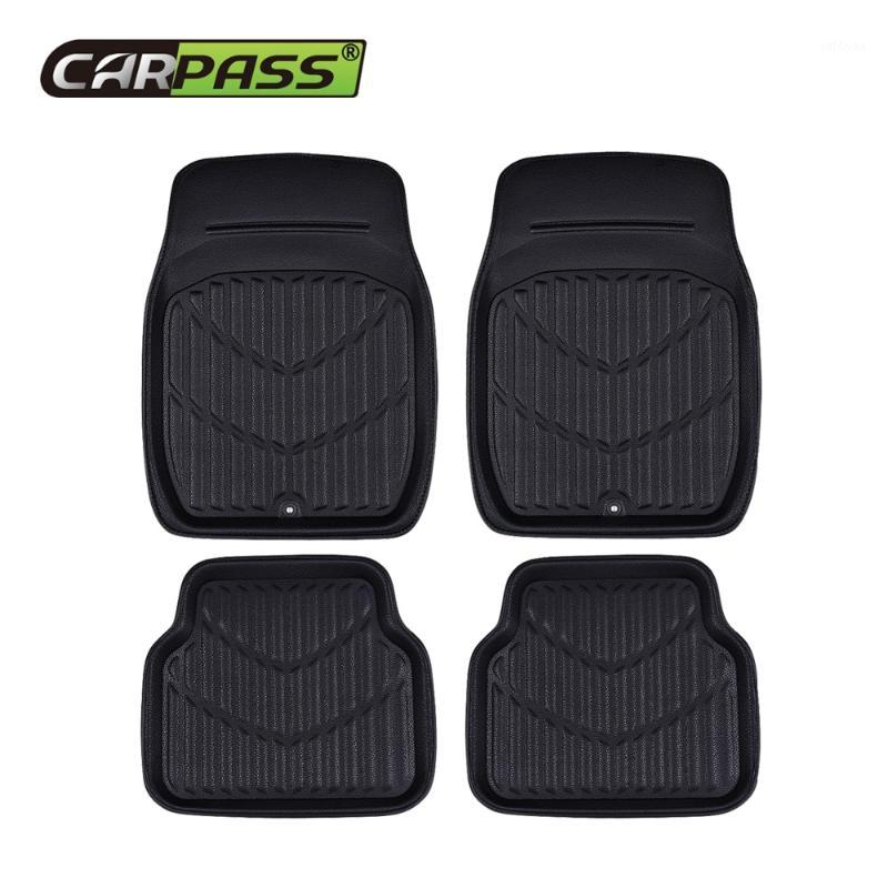

Car-pass Universal Car Floor Mats Foot Mat Front Rear Auto Interior Anti-Slip Mat Red Black Car Styling PU Leather Waterproof1