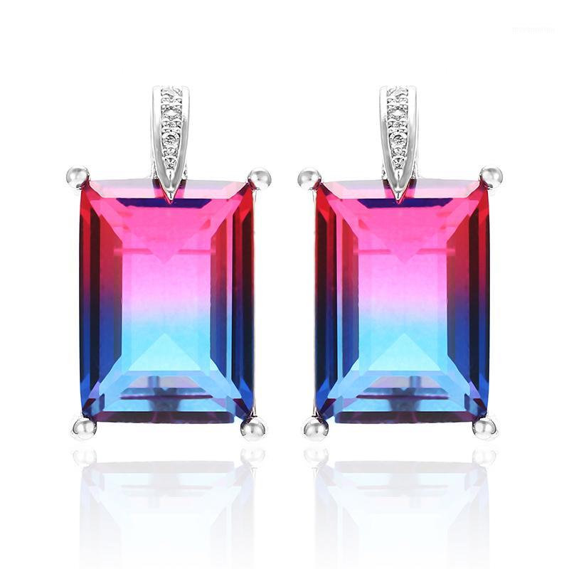 

XIUMEIYIZU Multicolor Tourmaline Classic Fashion Square stud earrings women party jewelry1
