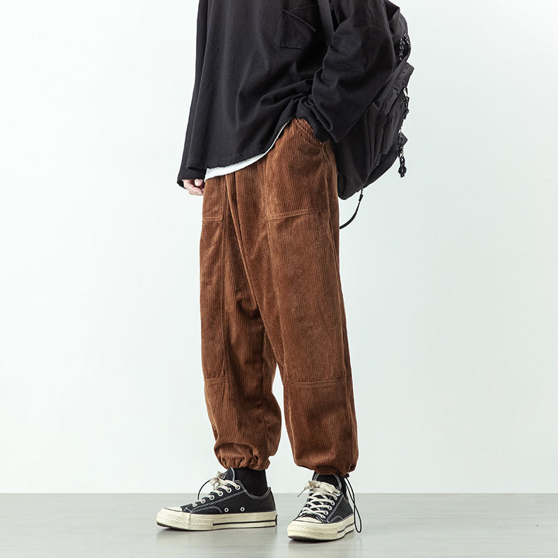 

New Masculinas 2021 Outono-inverno Novo Fino Puro Espartilho Ps Longas Soltas Personalidade Juventude Masculino Wear JCNN, Brown