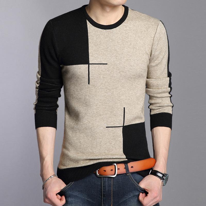 

Men's Sweaters Autumn Winter Sweater Men Fashion Breathable Slim Fit Casual Pullover O Neck Knitted Brand Clothing 2021, White;black