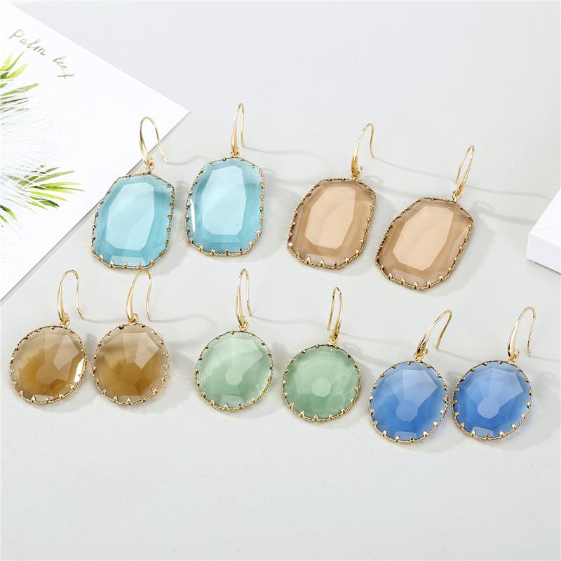 

1Pair Korea Engagement Wedding Earing Geometric Crystal Drop Earrings For Women Female Jewelry Clear Dangle Earings Eardrop E339