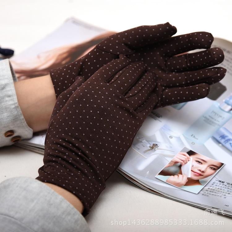 

New Women's Brushed Anlun Stretch Polka Dots Warm and Cold Cycling Gloves Milk Silk Brushed Thick Gloves