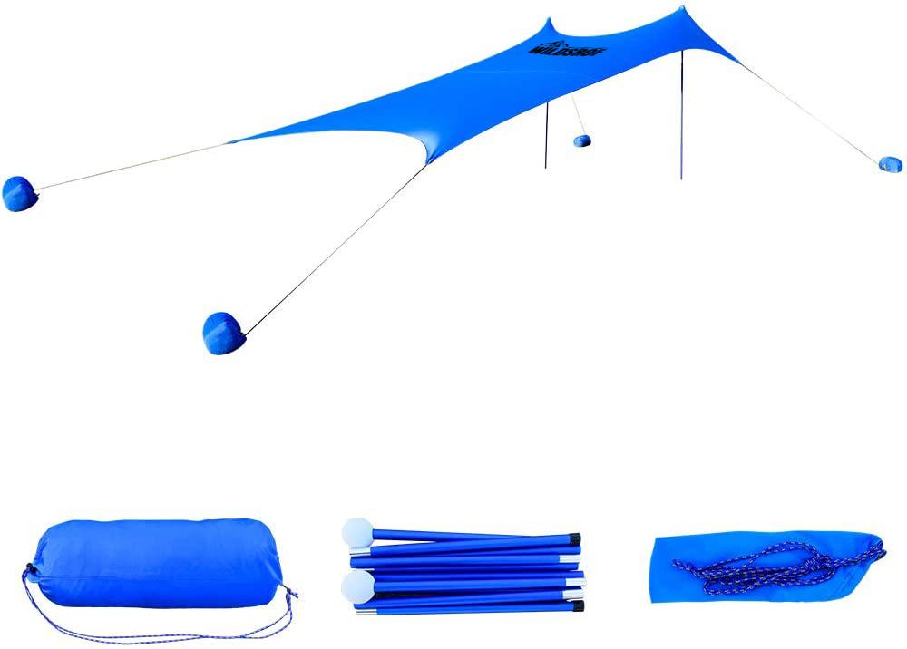 

Tents And Shelters WILDSROF Beach Sunshade Wind Resistant Canopy 210 UPF 50+ Sun Protection Shelter Large Tarp With 4 Sandbag Anchors Ourdoo