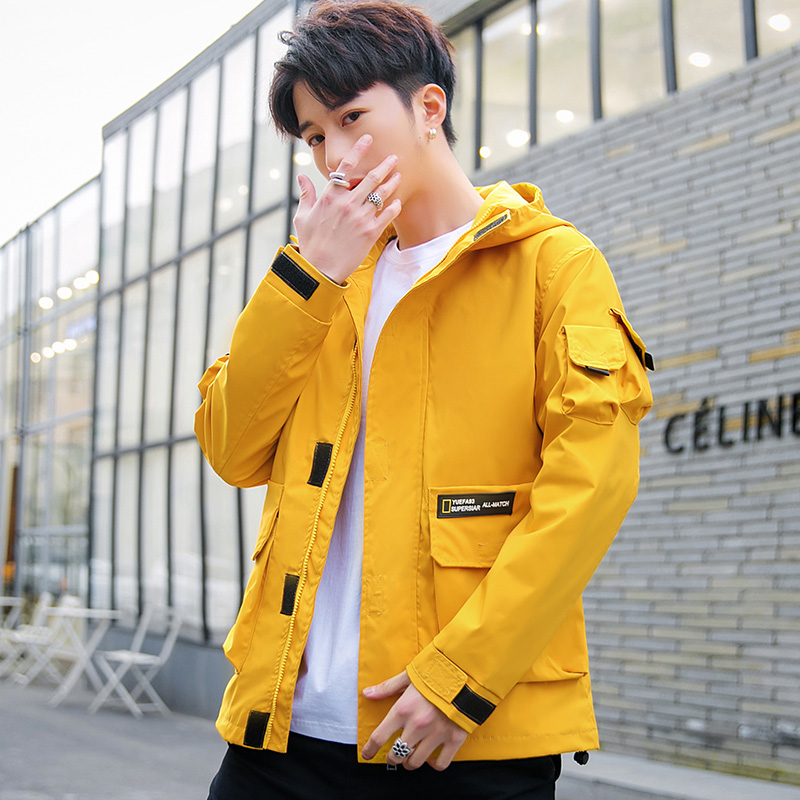 

2019 Brand jacket men hooded yellow warm jackets Korean fashion plus size -4XL male outerwear coats clothing, Black
