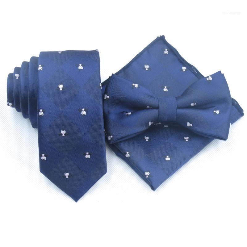 

Male navy bowtie and pocket square lovely black and white bat Disi necktie narrow dark blue men ties 6cm slim gravat1