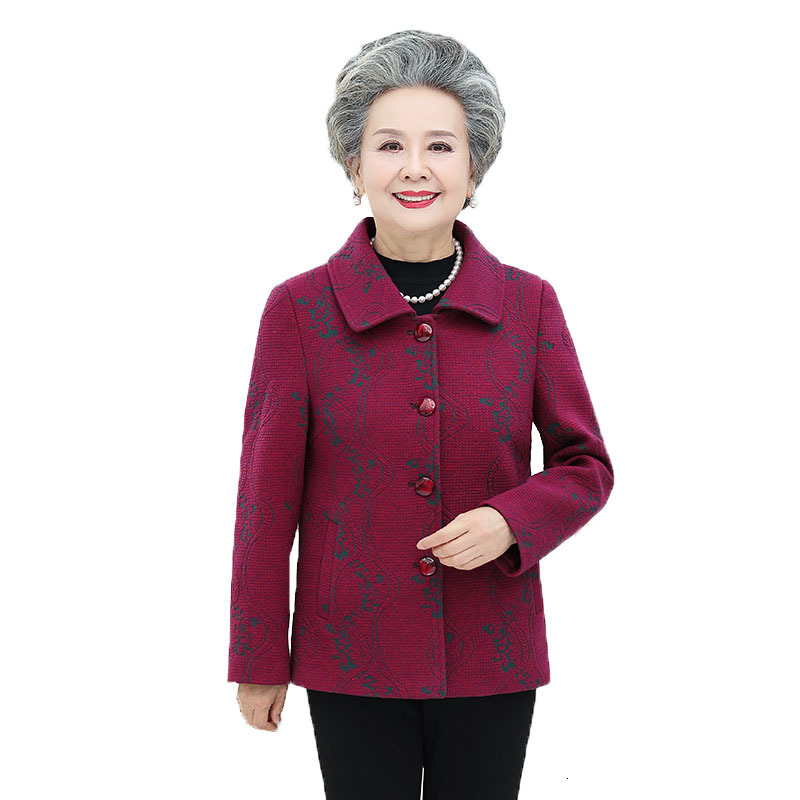 

Female Winter New Middle-aged Wool Coat and Stylish Loose Korean Elderly Grandma Outwear R630 Utj6, Beige