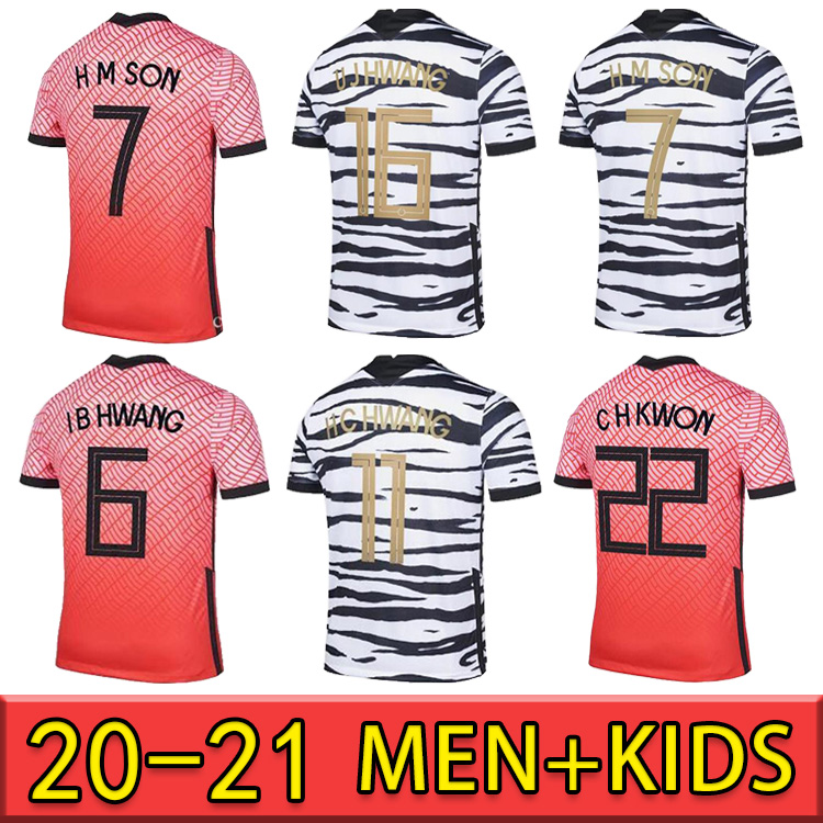 

Mens Soccer Jerseys National Team U J HWANG I B HWANG C H KWON H C HWANG H M SON Home Away Football Shirt Short Sleeve Uniforms