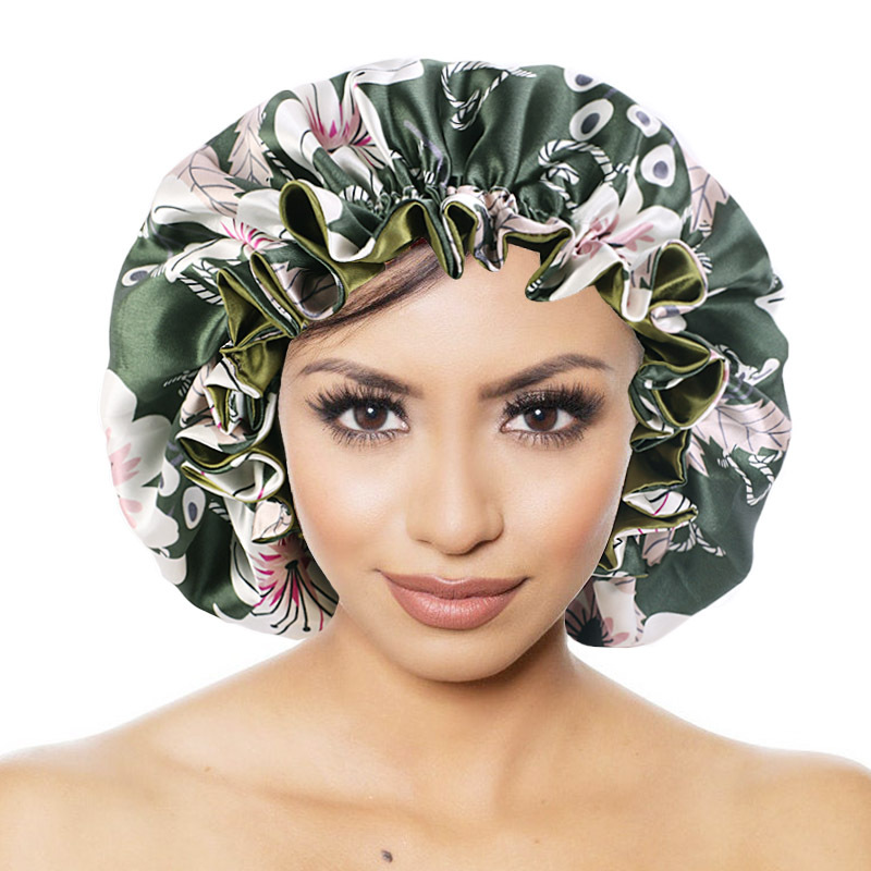 

RTS Silk lace Night Cap Hat Double side wear Women Head Cover Sleep Cap Satin Bonnet for Beautiful Hair - Wake Up Perfect Daily Factory Sale