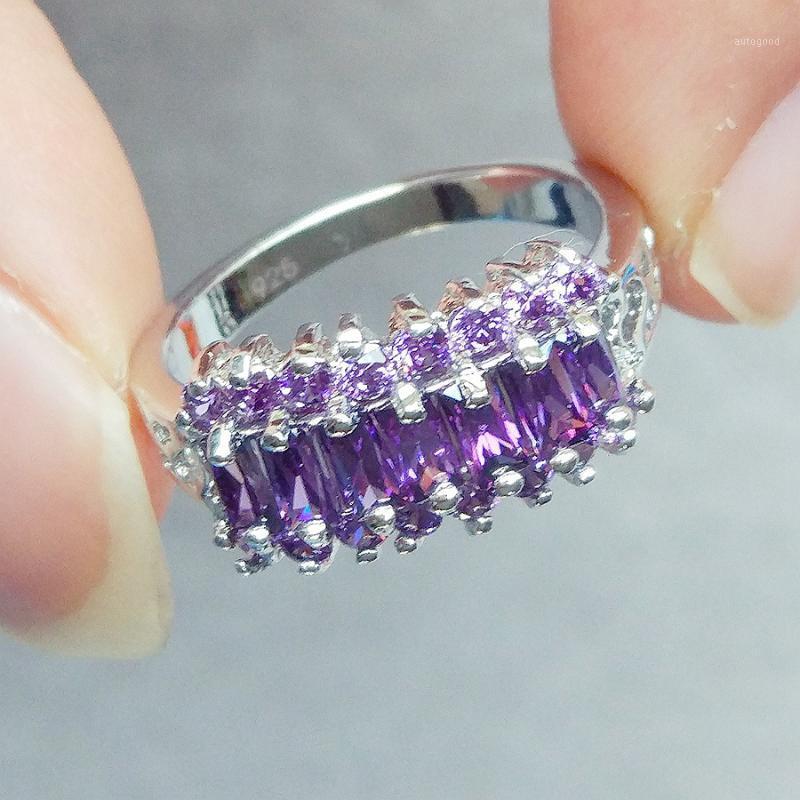 

Band Rings AiMolies Rectangle Purple Stone 2*4mm Sterling Silver Jewelry Ring Q10011