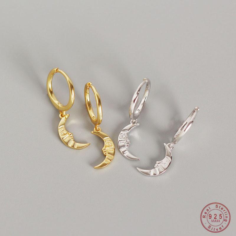 

925 Sterling Silver Trend Moon Pendant Stud Earrings For Women Fashion Wedding Party Jewelry Accessories Girlfriend Gift