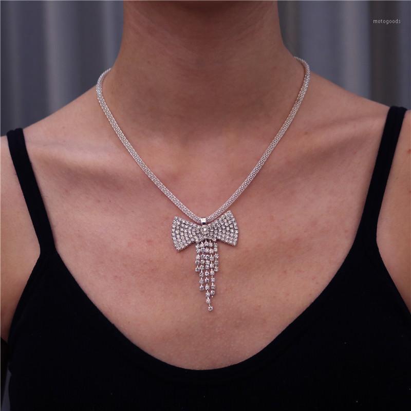 

2020 New Sexy Rhinestone Bow Choker Necklace Gold for Women Charm High Quality Necklace Rhinestone Wedding bridal Jewlery Gifts1