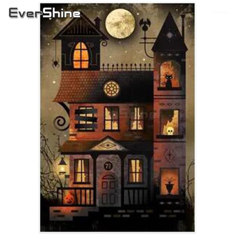 

EverShine DIY Diamond Painting Full Drill Round Scenery Pictures Diamond Mosaic House Embroidery Halloween Manual Hobby1
