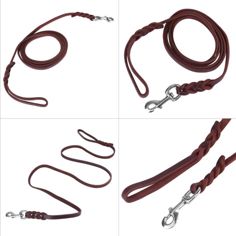 

2.1m/1.6m/1.2m Leather Braided Dog Leash Rope Pet Dog Collar Lead Safe Walking Running Training Protect Control Harness