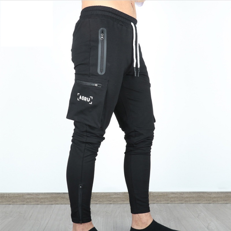

Men's Pocket Casual Outdoor Sports Cargo Pants For Boys Autumn Drawstring Fitness Jogging Long Trousers Sweatpants, Black