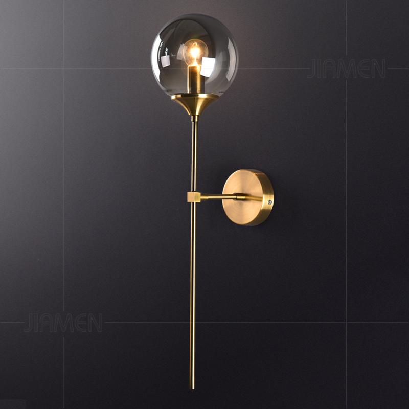 

JIAMEN Modern Wall Lamp Gold Wall Lights 15cm Glass Ball Sconce Home Living Room Bedroom Bedside Decor Loft Fixtures Luminaire