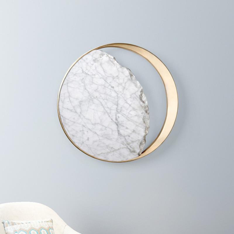 

Nordic marble led wall lamp modern Circular wrought iron bedroom bedside wall light corridor aisle stairs indoor lighting sconce