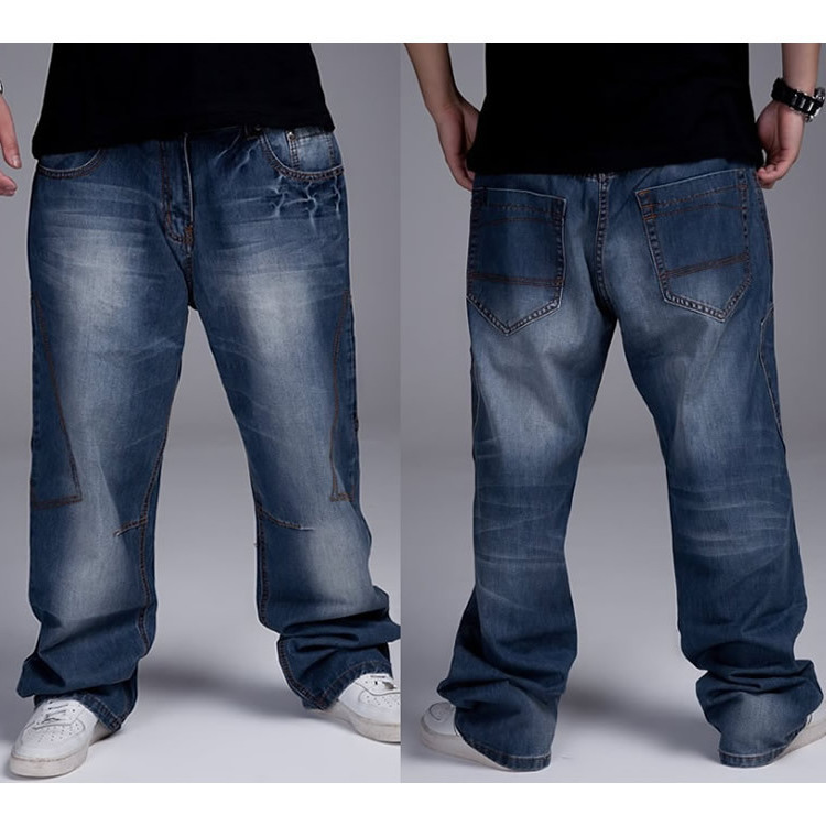 

Men and Baggy Hip-hop Jeans Straight Leg Plus Size Men's Pants, 072 blue