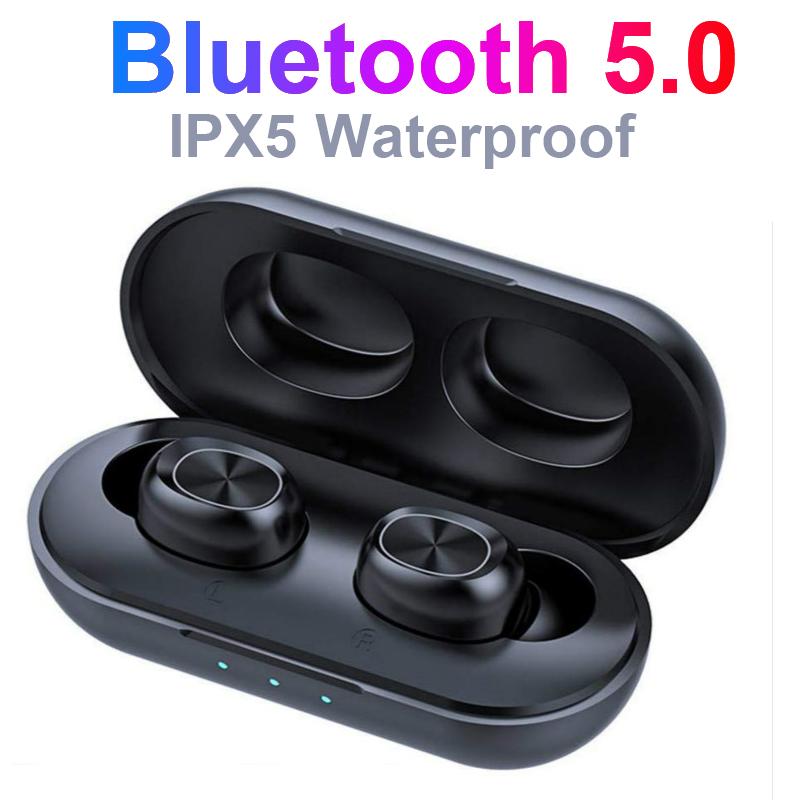 

2020 new TWS Bluetooth headset with wireless charging box fashion wireless earbuds 3D stereo IPX5 waterproof whit charging box, Black