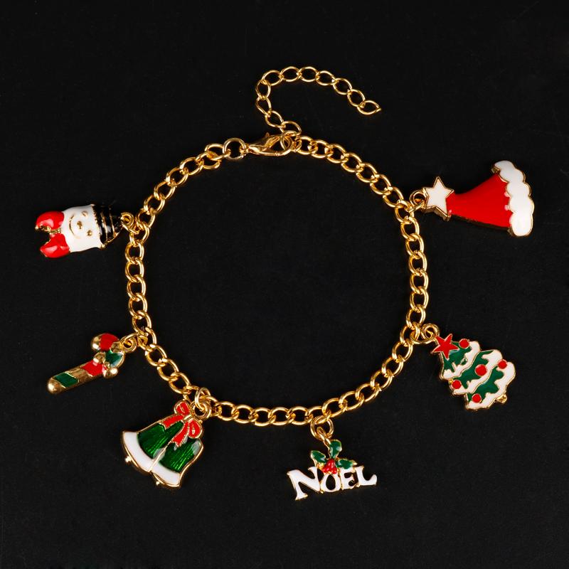 

MQCHUN Christmas tree Christmas hat Charm Bracelet Vintage Alloy Jewelry Chain Bracelet Gift -25
